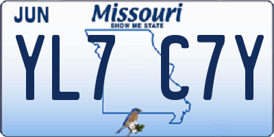 MO license plate YL7C7Y