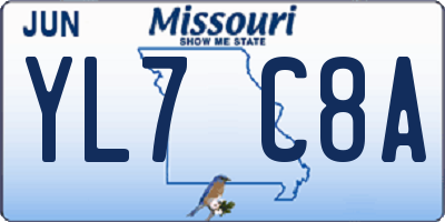 MO license plate YL7C8A