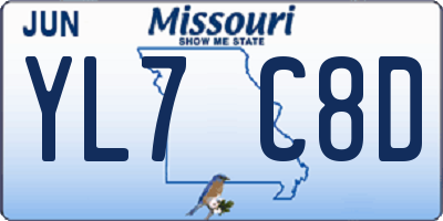 MO license plate YL7C8D