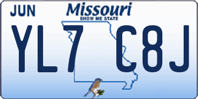 MO license plate YL7C8J