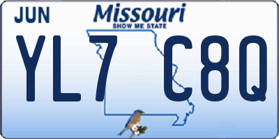 MO license plate YL7C8Q