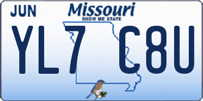 MO license plate YL7C8U