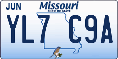 MO license plate YL7C9A