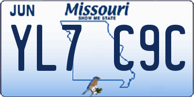 MO license plate YL7C9C