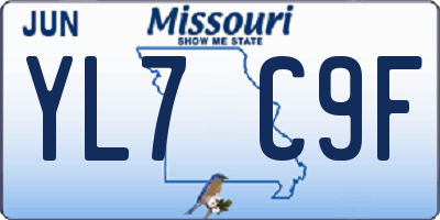 MO license plate YL7C9F