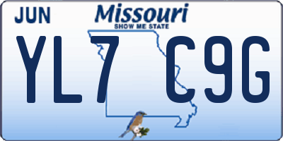 MO license plate YL7C9G