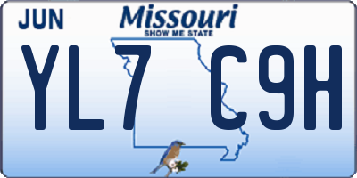MO license plate YL7C9H