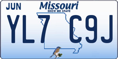 MO license plate YL7C9J