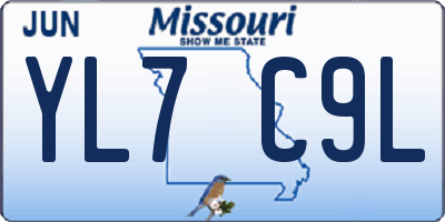 MO license plate YL7C9L