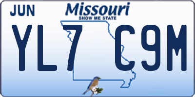 MO license plate YL7C9M