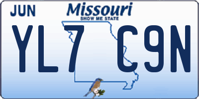 MO license plate YL7C9N