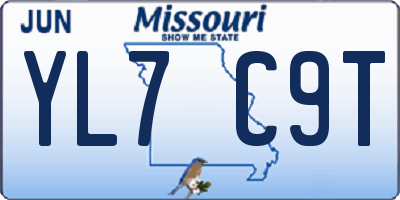 MO license plate YL7C9T