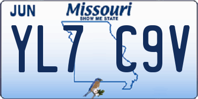 MO license plate YL7C9V
