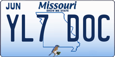 MO license plate YL7D0C