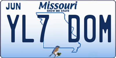 MO license plate YL7D0M
