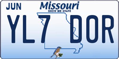 MO license plate YL7D0R