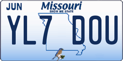 MO license plate YL7D0U