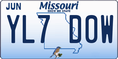 MO license plate YL7D0W