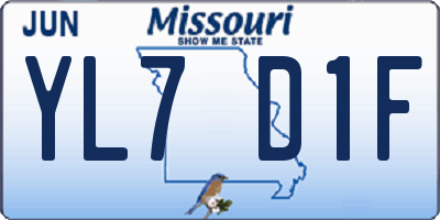 MO license plate YL7D1F