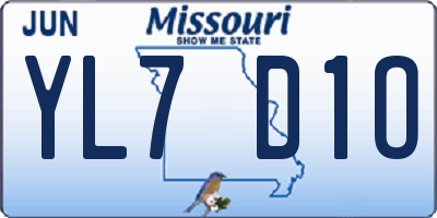MO license plate YL7D1O