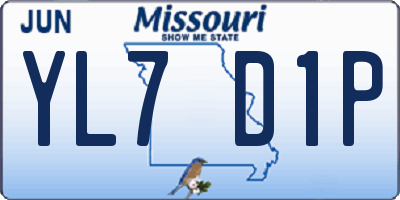 MO license plate YL7D1P