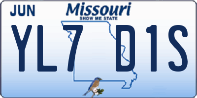 MO license plate YL7D1S
