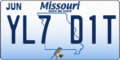 MO license plate YL7D1T