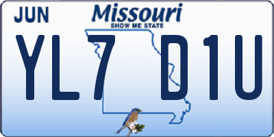MO license plate YL7D1U