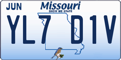 MO license plate YL7D1V
