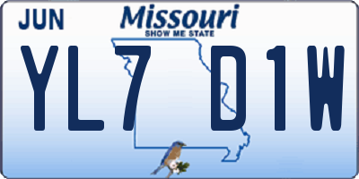 MO license plate YL7D1W