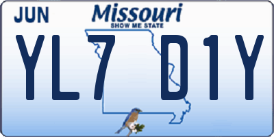MO license plate YL7D1Y