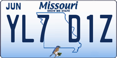 MO license plate YL7D1Z