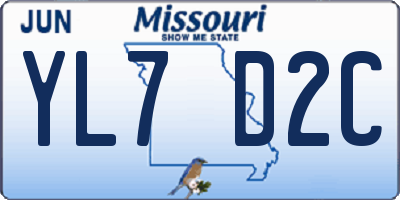 MO license plate YL7D2C