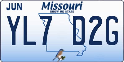 MO license plate YL7D2G