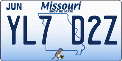 MO license plate YL7D2Z