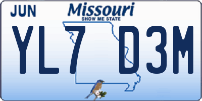 MO license plate YL7D3M