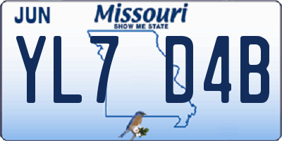 MO license plate YL7D4B