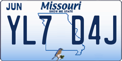MO license plate YL7D4J