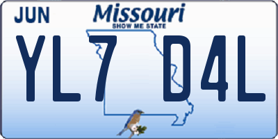MO license plate YL7D4L