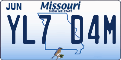 MO license plate YL7D4M