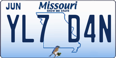 MO license plate YL7D4N