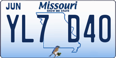 MO license plate YL7D4O