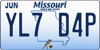 MO license plate YL7D4P