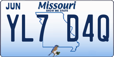 MO license plate YL7D4Q
