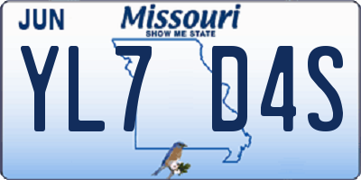 MO license plate YL7D4S