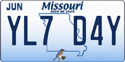 MO license plate YL7D4Y