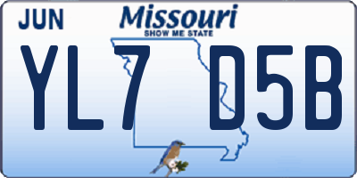 MO license plate YL7D5B