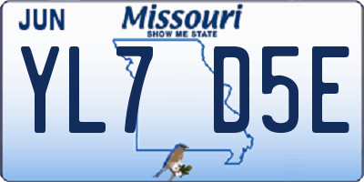 MO license plate YL7D5E