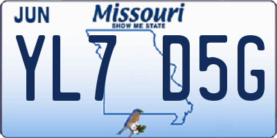 MO license plate YL7D5G