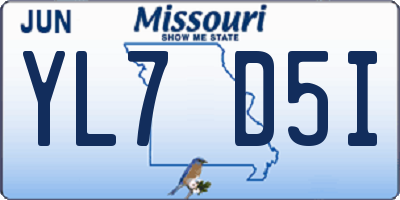 MO license plate YL7D5I